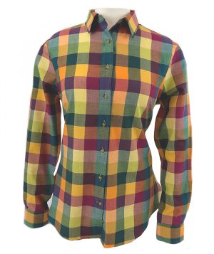 Viyella 80/20 Multicoloured Block Check Ladies Blouse