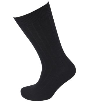 Viyella Mens Wool Short Ribbed Sock - Black