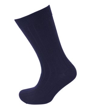 Viyella Mens Wool Short Ribbed Sock - Navy