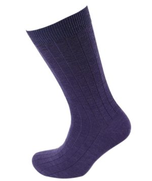 Viyella Mens Wool Short Ribbed Sock - Heather