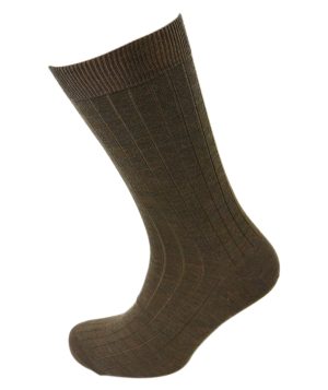 Viyella Mens Wool Short Ribbed Sock - Mink