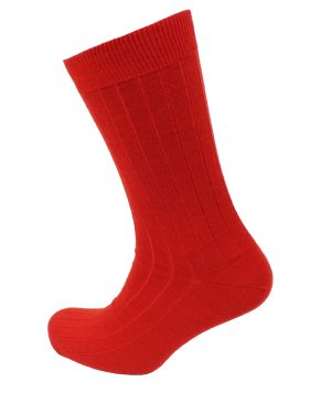Viyella Mens Wool Short Ribbed Sock - Poppy