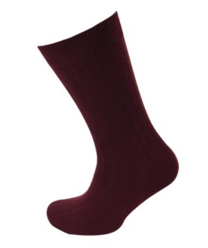 Viyella Mens Wool Short Ribbed Sock - Mulberry