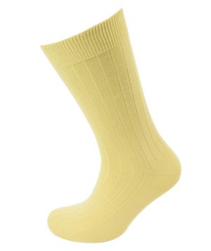 Viyella Mens Wool Short Ribbed Sock - Lemon