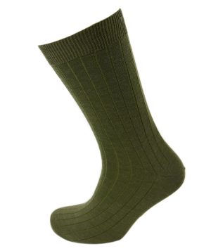 Viyella Mens Wool Short Ribbed Sock - Lovat