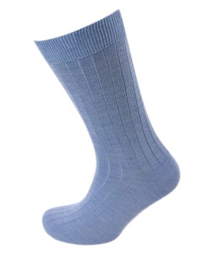 Viyella Mens Wool Short Ribbed Sock - Powder Blue