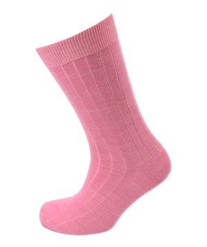 Viyella Mens Wool Short Ribbed Sock - Pink