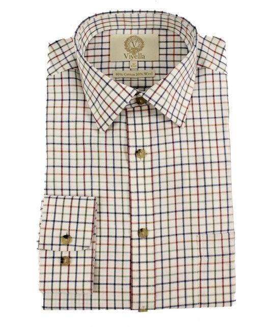 Viyella 80/20 Plum & Blue Mini Tattersall Check Classic Fit Shirt with Button Down Collar - Image 3