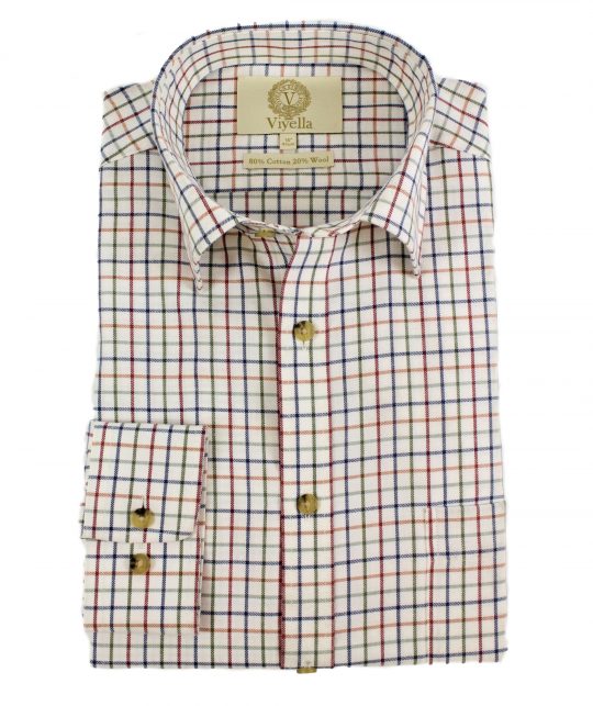 Viyella 80/20 Plum & Blue Tattersall Check Classic Fit Shirt - Image 4