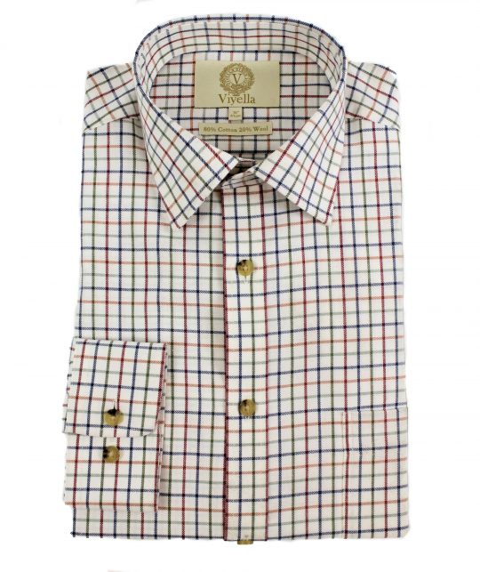 Viyella 80/20 Plum & Blue Tattersall Check Classic Fit Shirt - Image 3