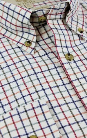 Viyella 80/20 Plum & Blue Tattersall Check Classic Fit Shirt with Button Down Collar