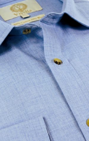 Viyella Plain Sky Blue 80/20 Cotton Wool Blend Shirt