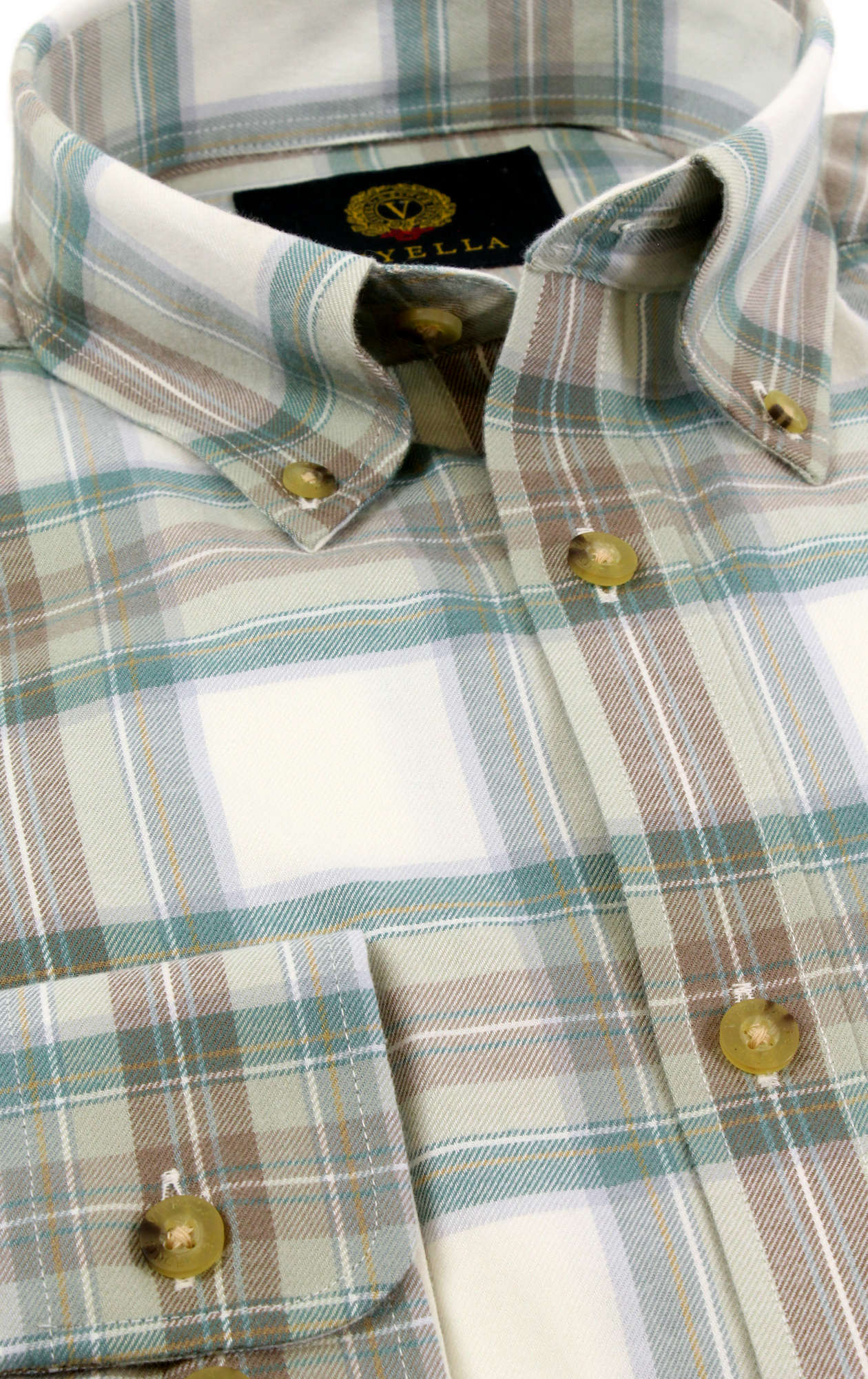 Viyella Cotton Stewart Dress Muted Tartan Classic Fit Shirt with Button Down Collar