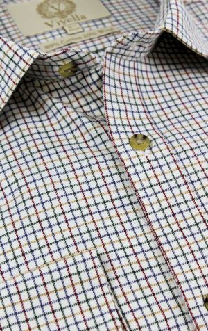 Viyella 80/20 Plum & Blue Mini Tattersall Check Classic Fit Shirt