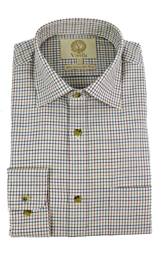 Viyella 80/20 Plum & Blue Mini Tattersall Check Classic Fit Shirt - Image 3