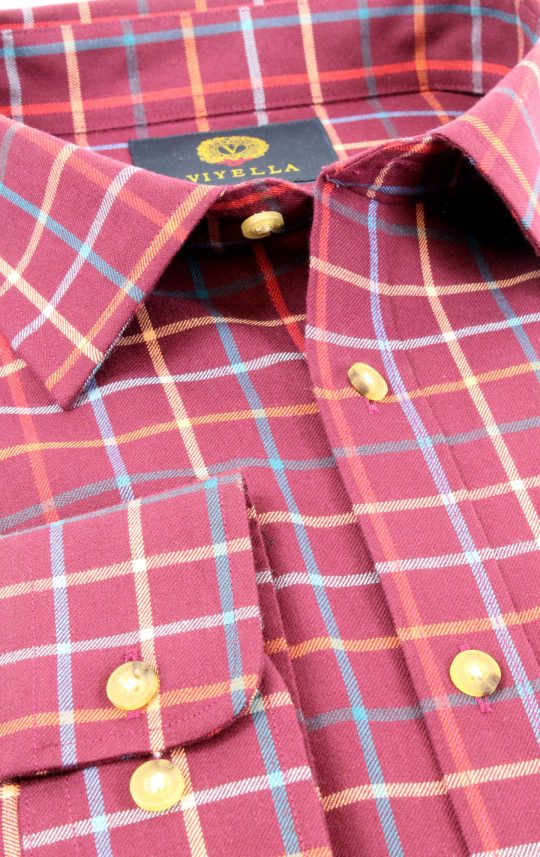Viyella 80/20 Burgundy Diamond Check Classic Fit Shirt