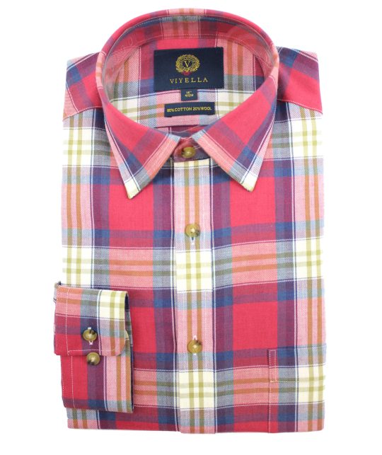 Viyella 80/20 Red Plaid Classic Fit Shirt - Image 2