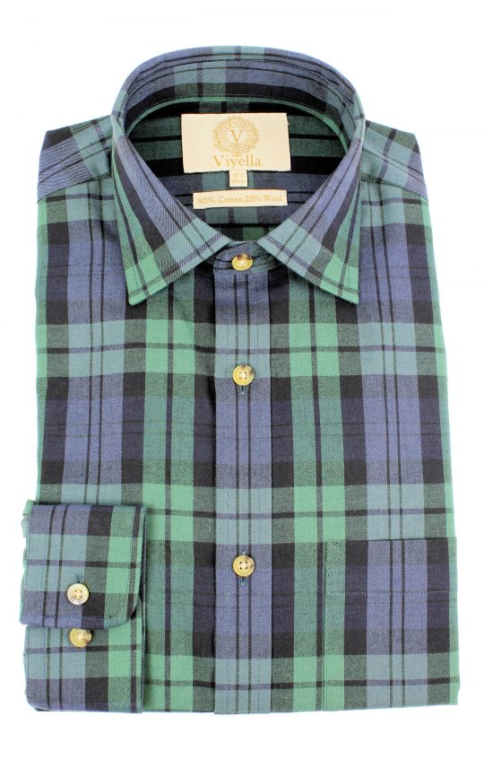 Viyella 80/20 Blackwatch Tartan Classic Fit Shirt - Image 3
