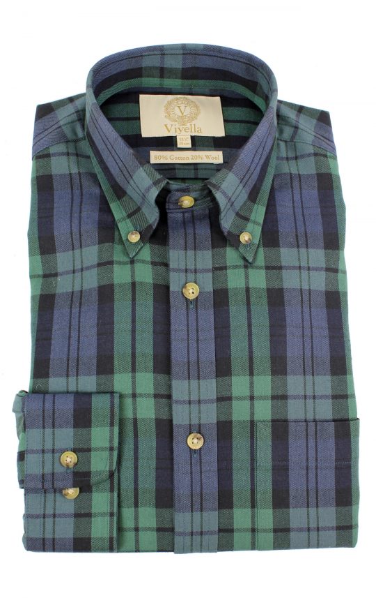 Viyella 80/20 Blackwatch Tartan Classic Fit Shirt with Button Down Collar - Image 3