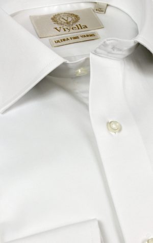 Viyella Plain White Tailored Fit Cotton Formal Shirt