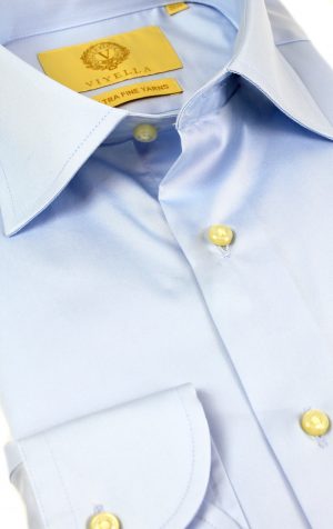 Viyella Plain Light Blue Tailored Fit Cotton Formal Shirt