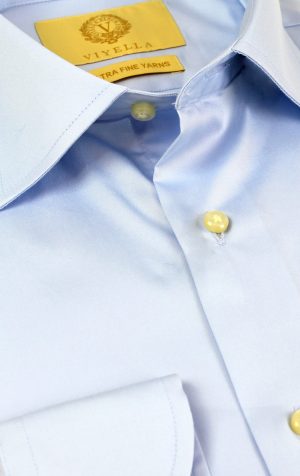 Viyella Plain Light Blue Tailored Fit Cotton Formal Shirt