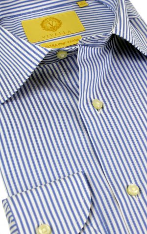 Viyella Blue Fine Stripe Tailored Fit Cotton Formal Shirt