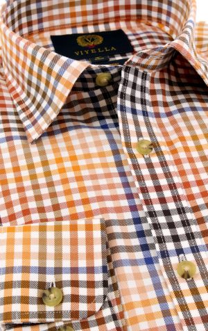 Viyella Cotton Orange Ombre Check Classic Fit Shirt