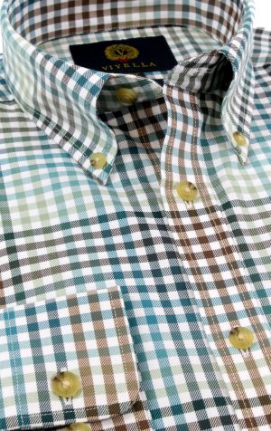 Viyella Cotton Blue Ombre Check Classic Fit Shirt with Button Down Collar