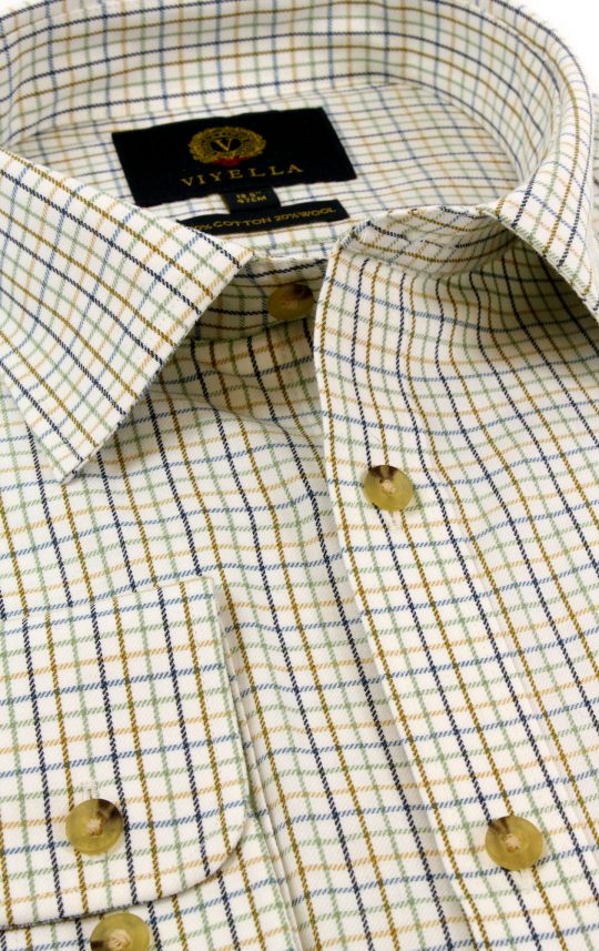 Viyella 80/20 Loden Green Mini Tattersall Classic Fit Shirt