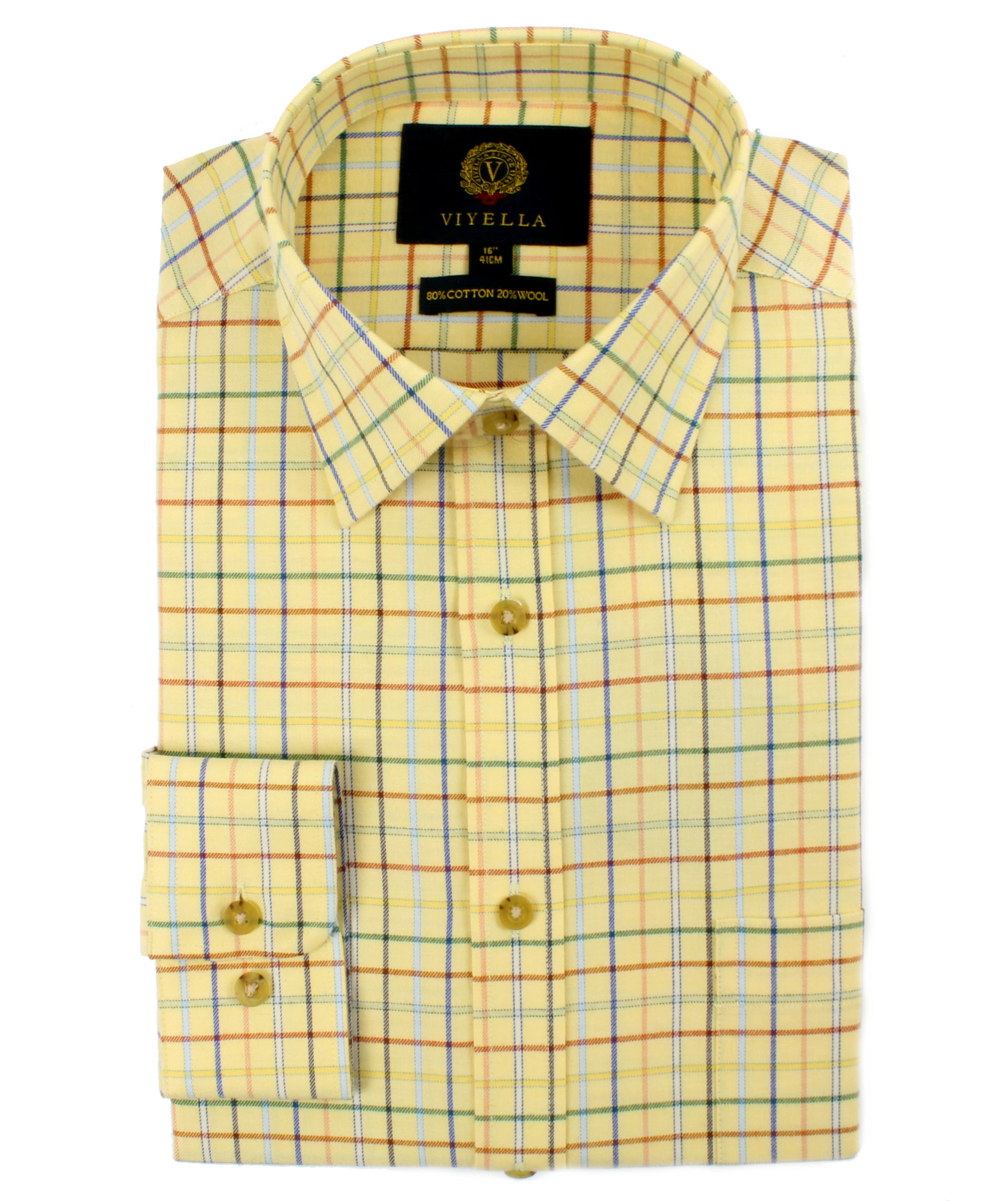 Viyella 80/20 Yellow Tattersall Check Classic Fit Shirt - Viyella