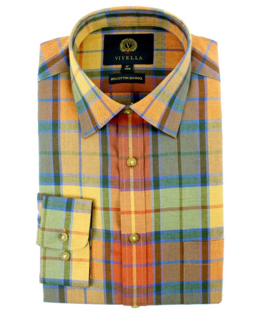 Viyella 80/20 Golden Autumn Plaid Classic Fit Shirt - Image 2
