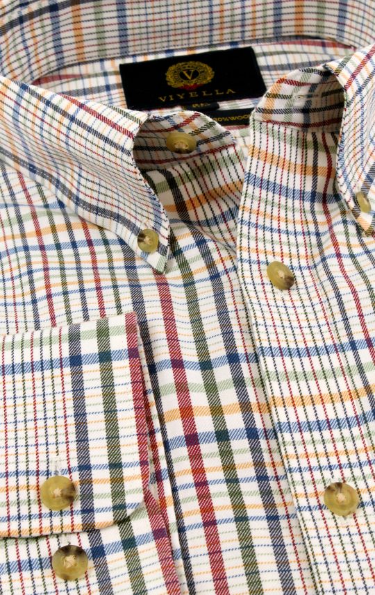 Viyella 80/20 Prince of Wales Tattersall Check Classic Fit Shirt with Button Down Collar