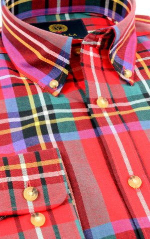 Viyella 80/20 Oversized Royal Stewart Tartan Classic Fit Shirt with Button Down Collar