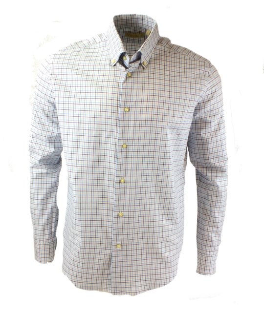 Viyella 80/20 Light Blue Mini Tattersall Tailored Fit Shirt with Button Down Collar - Image 2