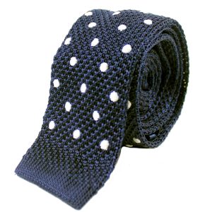 Tootal Navy Polka Dot Skinny Silk Knitted Tie