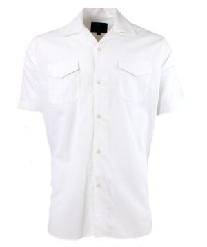 Viyella Plain White Linen Classic Fit Short Sleeve Shirt