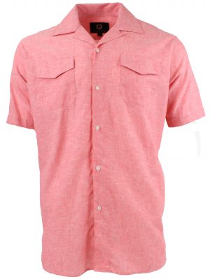 Viyella Plain Raspberry Linen Classic Fit Short Sleeve Shirt