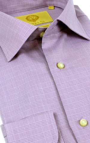 Viyella Lavender Prince of Wales Check Tailored Fit Cotton Formal Shirt
