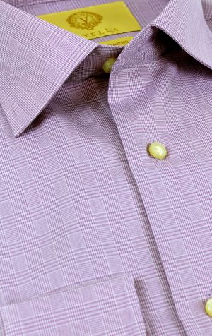 Viyella Lavender Prince of Wales Check Tailored Fit Cotton Formal Shirt
