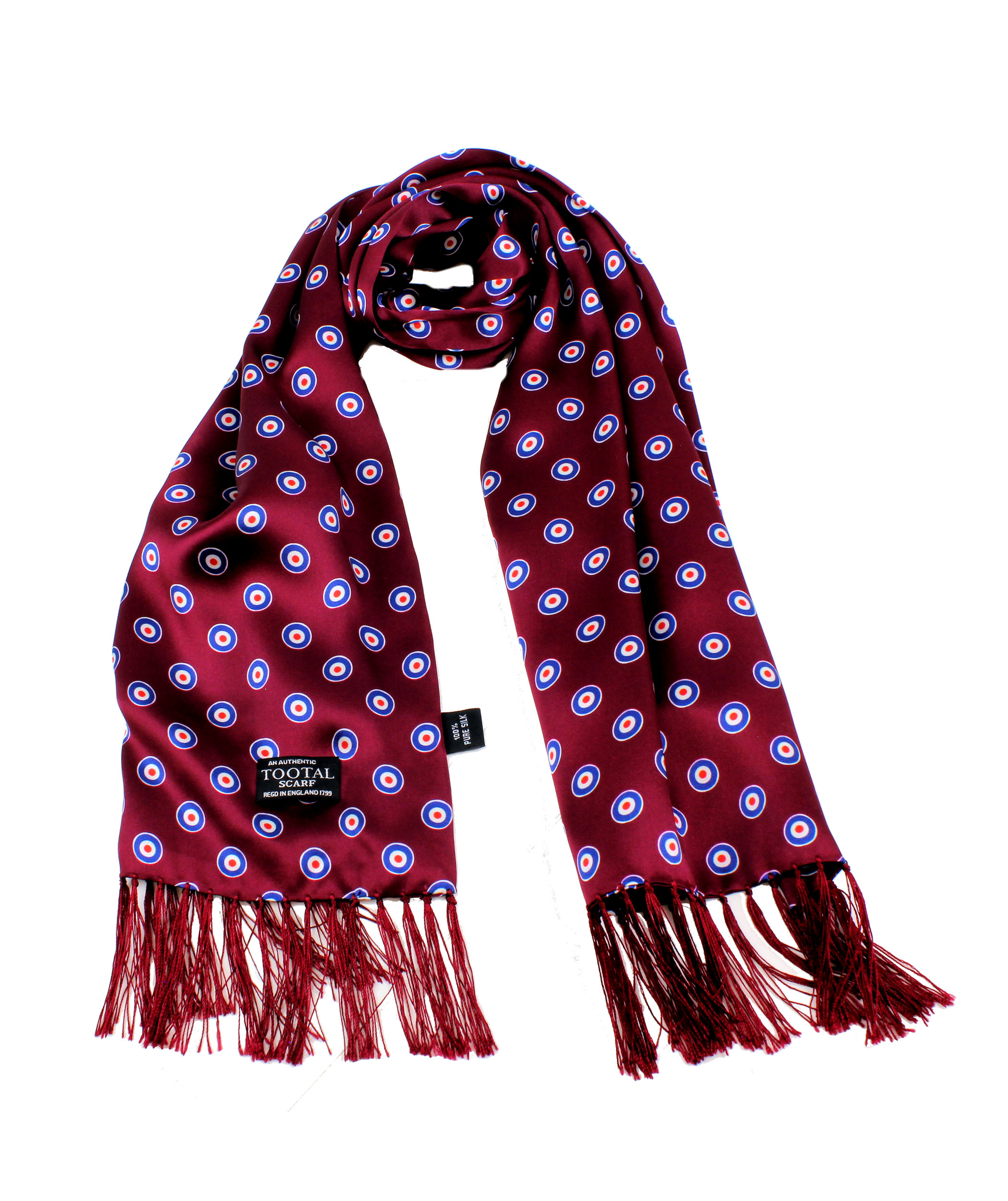 Tootal Wine Target Silk Scarf - Viyella