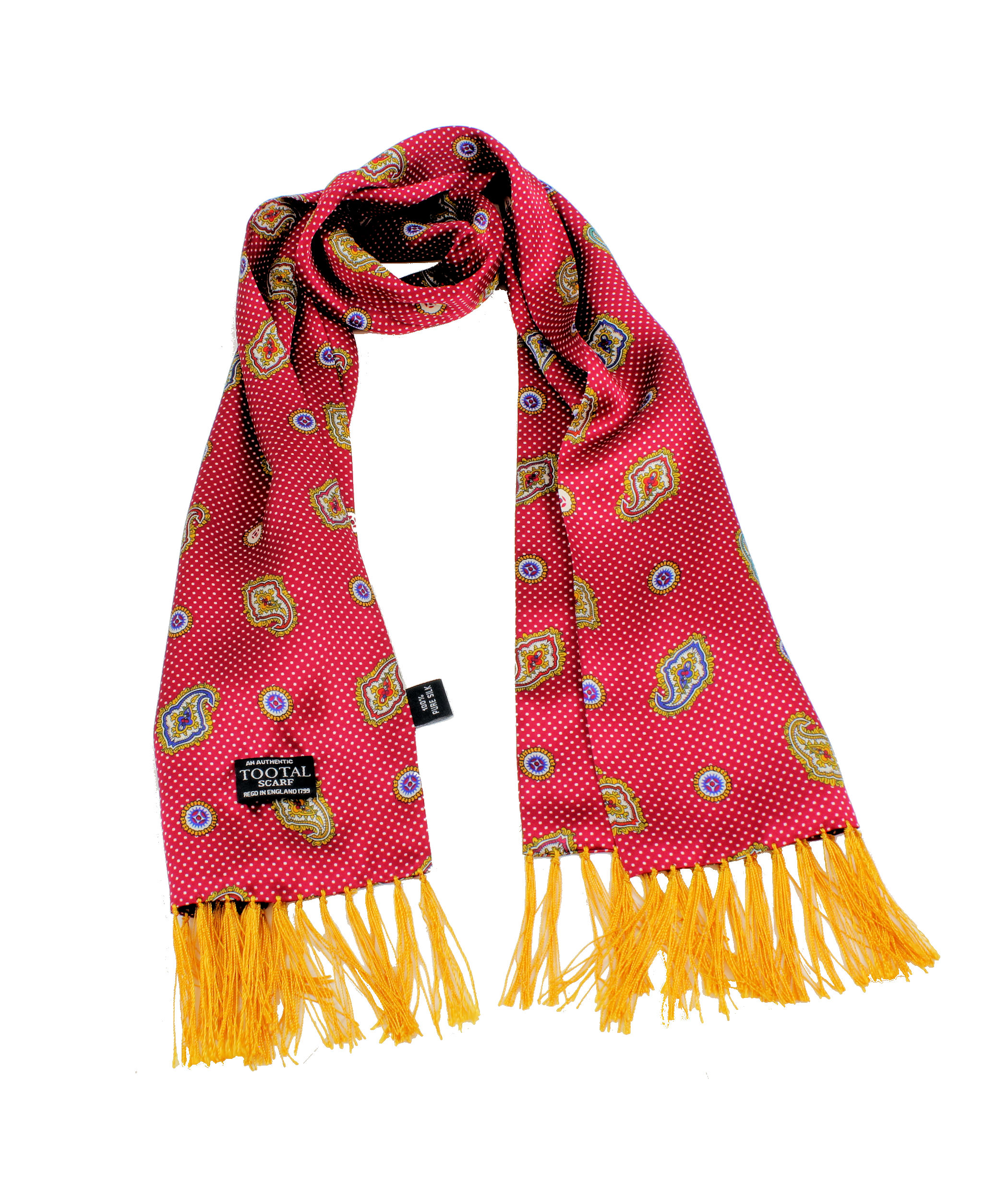 小物 Tootal Scarf Tootal Red Polka Dot Motif Silk Scarf - Viyella