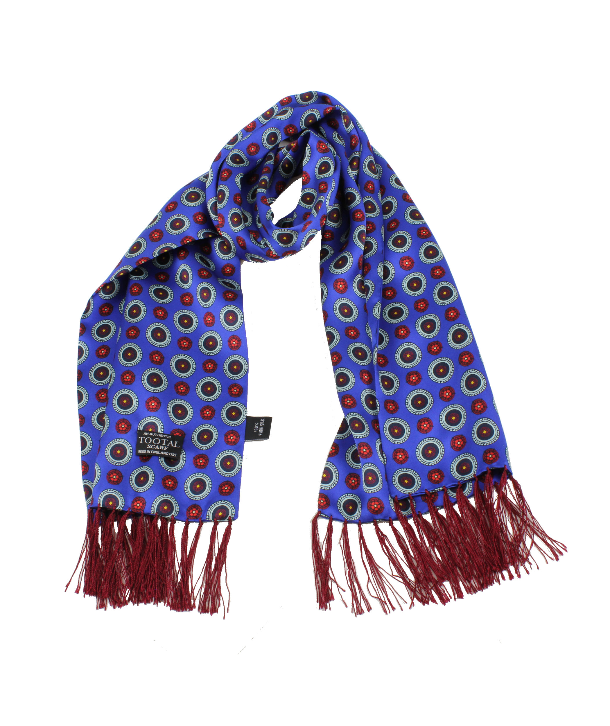 Tootal Blue Lancs Rose Design Silk Scarf - Viyella