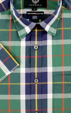 Viyella Classic Fit Club Check Short Sleeve Supima Cotton Shirt