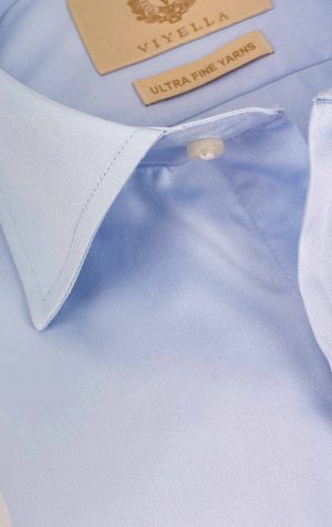 Viyella Plain Light Blue Tailored Fit Cotton Formal Shirt
