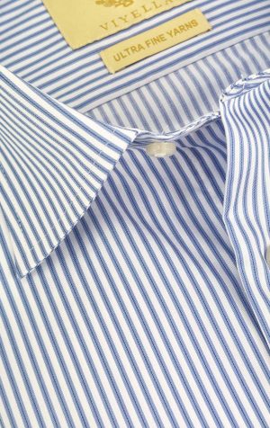 Viyella Blue Fine Stripe Tailored Fit Cotton Formal Shirt