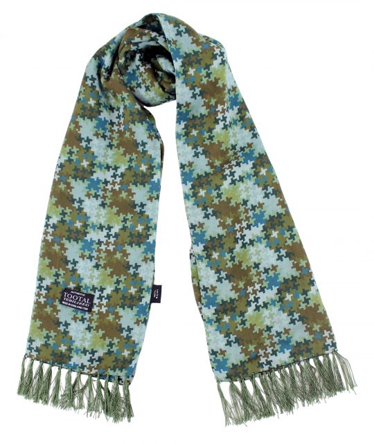 Tootal Camo Design Green Rayon Scarf - Image 2