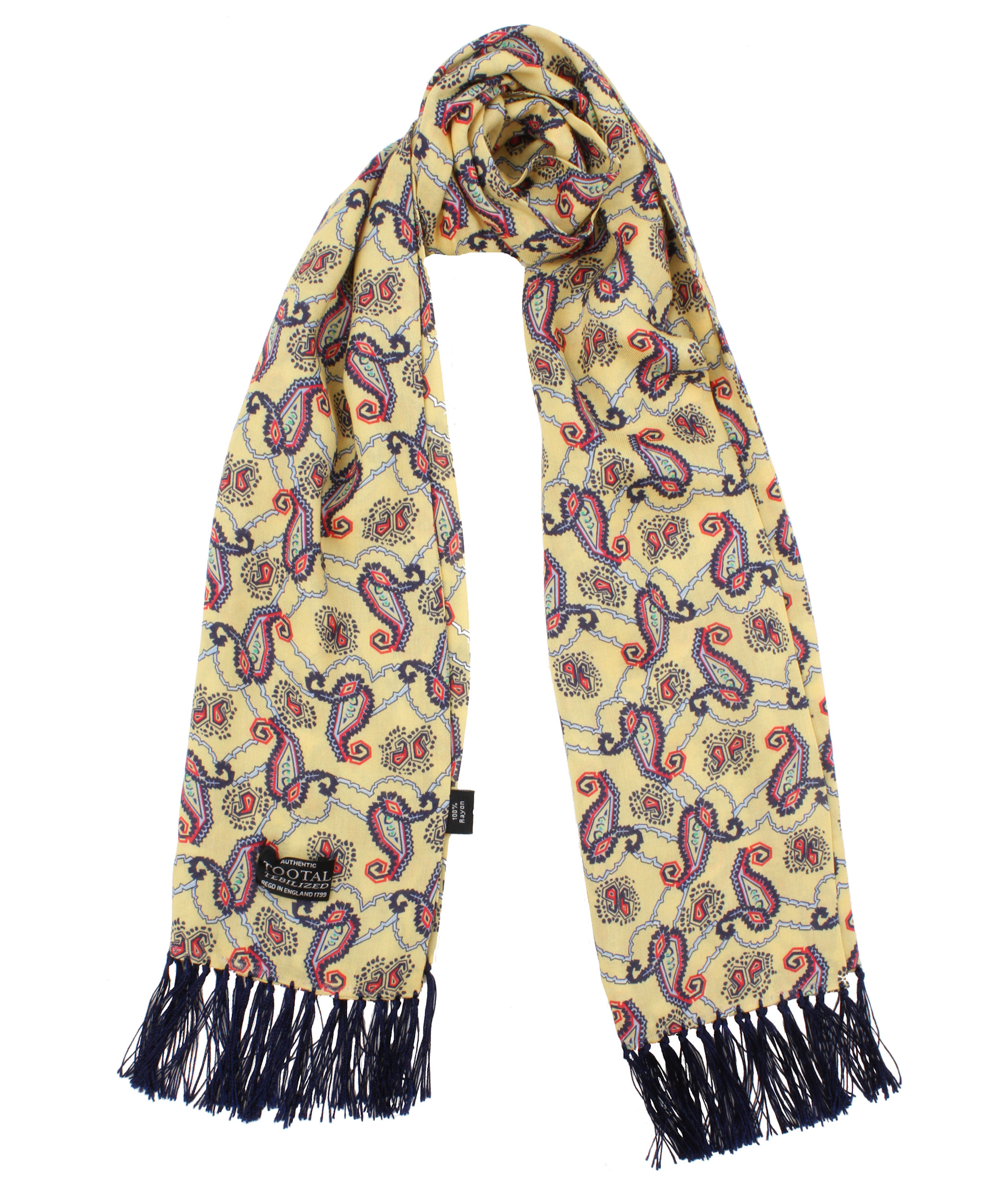 Tootal Lemon Angular Paisley Fringed Rayon Scarf - Image 2