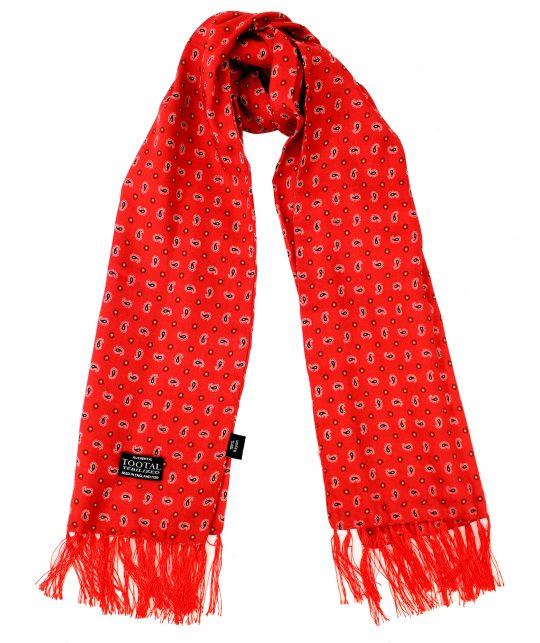 Tootal Scooter Red Paisley Fringed Rayon Scarf - Image 2