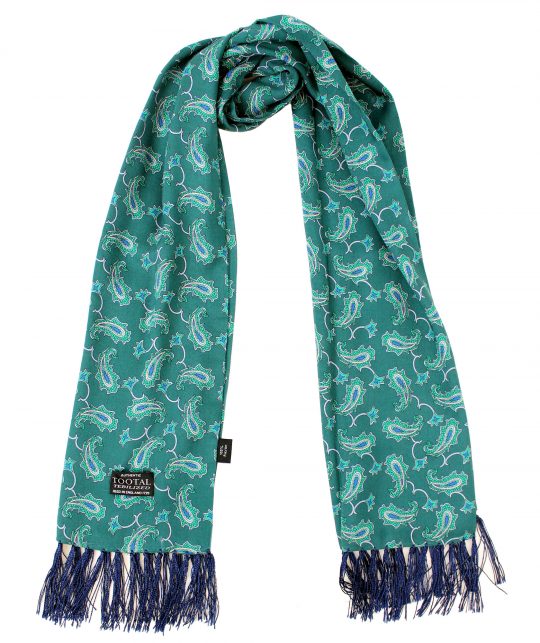 Tootal Green Paisley Fringed Rayon Scarf - Image 2